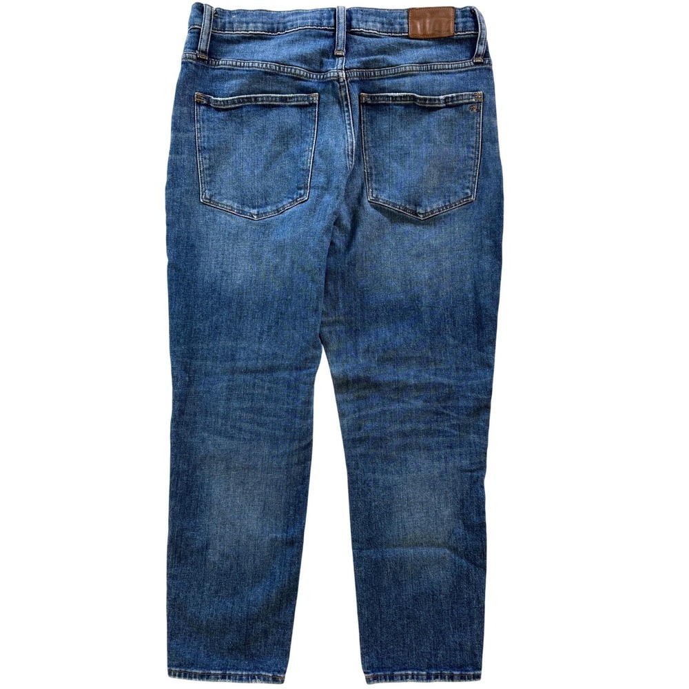Madewell High Rise Slim Crop Boyjean Jeans Womens 30 Distressed Stretch Denim - Picture 3 of 10